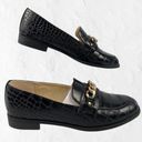 Charter Club  Black Loafer with Gold Chain Size 6.5 Crocodile Comfort Kattelle Photo 1