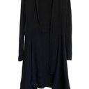 CAbi  Women's Black Ribbed Waterfall Open Front Knit Longline Cardigan L Photo 0