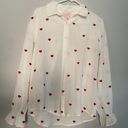 Francesca's White Heart Button Up With Flared Sleeves Photo 0