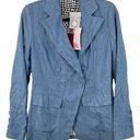 New York & Co. NWT NY&C x Eva Mendes Lyocell Blazer Size XS Blue Notched Lapel Lips Dot Lining Photo 0