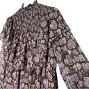 Cinq à Sept  Drew Leaf Print Long Sleeve Smocked Dress In Cacao Multi Size 10 Photo 4