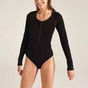 Sweaty Betty Halle Berry x  Hera Waffle Knit Bodysuit Size Small Black NWT Modern Photo 1