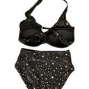 Tempt Me  Women's Medium Black with Gold Stars Halter Neck Bikini Swimsuit Photo 1