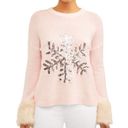 Holiday Time  Women Pink Acrylic Round Neck Long Sleeve Pullover Knit Sweater XL Photo 9