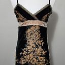 Yank Y2K Black Velvet Floral Beaded Babydoll Tank Top Size Medium Photo 0