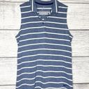 Nike  Dri-Fit Sleeveless Striped Polo Shirt Blue Gray & White Size Large Golf Photo 3