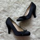 DKNY  Black Satin Square Toe Heels Women's 6.5 Photo 0