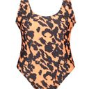 Boohoo  | NWT Orange Cheetah Print Scoop Back Plus Size Swim Suit Size 20 Photo 3