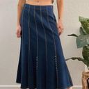 Vintage Y2K Studded Denim Pleated Long Midi Skirt Size 4 Photo 0