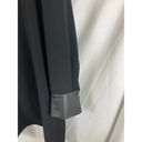 Vince  Faux Leather Long Sleeve Slit-Neck Dress Black Size XL Photo 3