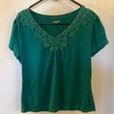 st. john's bay  Womens Crochet Detail Short Sleeve Tee Green Large Photo 0