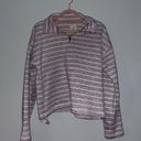 Thread and Supply  Pink Striped Quarter-zip Pull Over Sweatshirt Photo 1