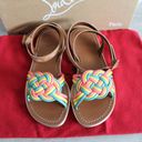 Christian Louboutin  Ella Rainbow Braided Leather Flat Sandals Photo 5