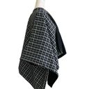 None Cape Wrap Poncho Navy Blue White Plaid Open Front Reversible Cape Wrap Size L/XL Photo 3