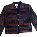 Lee Vintage Henry  Blazer Navy Multicolored Print Cardigan Jacket Size 16 Petite Photo 11