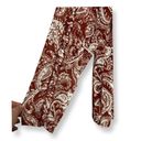 Bobeau Womens Blouse Brown White Paisley Long Sleeve Tie Keyhole Lined L New Photo 4