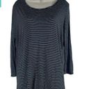 BCBGMAXAZRIA  3/4 Sleeve Striped Lace Back Tunic Top Blue Size L Photo 0