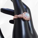 Boutique Elegant Inlaid Opal Fashion Rosy Golden Round Twisted Band Women's Ring Size 8 Photo 5