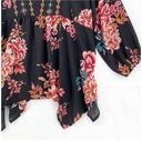 Style & Co  Womens Black Floral Long Sleeve Crochet Paisley Blouse Top Plus Size Photo 4