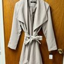 NEW Lauren Ralph Lauren LRL Crepe Drape Front Belted Coat Cork Gray Large L NWT Photo 10