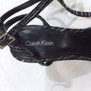 Calvin Klein  Heeled Sandals Black White Fabric Strappy Heels Sz 7.5 Ankle Strap Photo 3