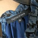 Olivaceous  Floral Ruffle Tiered Pocket Babydoll Dress Blue Medium Photo 2