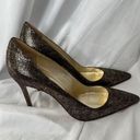 Manolo Blahnik  BB 105 Brown and Gold Glitter Pointed Toe Stiletto Heels Size 40 Photo 0