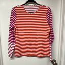 Lands'End  Women Striped Long Sleeve Rash Guard Pink Orange White Medium 10-12 Photo 0