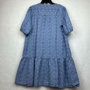 Loft Chambray Clip Puff Sleeve Button Swing Dress Sz Large Photo 7