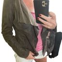 Elan  Women's Brown Faux Leather Jacket Drape Collar Wrap Jacket Size Medium Photo 4