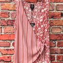 Bobeau Coral and White  Striped with Floral Print Wrap Sleeveless Blouse Photo 1