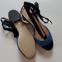 J.Crew  Black & Denim Lace Up Ballet Flats Size 8 Photo 5