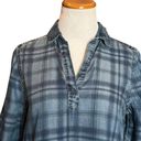 Beach Lunch Lounge Womens Blue Plaid Denim Chambray Roll Tab Sleeves Dress Sz XS Photo 5