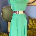 The Row Vintage Queens Mint Green Collared V Neckline Midi Dress Photo 0