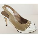 Van Eli Vitula White Taupe Leather Platform Heels Size 10 Photo 3