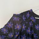 Ava & Viv NEW NWT  Puff Short Elbow Sleeve V-Neck Mesh Top Black Floral Peplum Photo 7