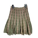 Silkland Olive Green Lined Skirt w Multicolored Embroidered Pattern Wm 6 Photo 4