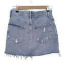 AGOLDE  light wash distressed frayed festival denim button fly mini skirt size 27 Photo 4