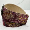 Chico's  Vintage Genuine Leather Floral Sequin Embroidered Belt Size Medium M Photo 2