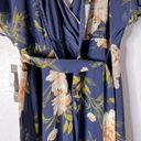 Luxology Navy Floral Print Chiffon High Low Faux Wrap Dress Size 16 New! Photo 7