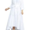 NEW Long Sleeve Maxi Dress Button Down Up Shirt Dress Pockets M NO BELT White Size M Photo 0