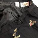 Talbots Embroidered Palm Trees Pagodas Silk Blend Cropped Pants Black 8 Photo 4