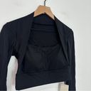 Halara  Softlyzero Plush Long Sleeve Thumb Hole 2-in-1 Yoga Sports Top Black NWT Photo 4