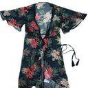 American Eagle  Black Floral Sheer Boho Kimono  Summer Cover-Up Size XS-S Photo 0