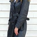 Vintage 90s Black Leather Trench Coat Photo 0