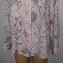 DKNY  Button Up Floral Blouse Dress Shirt Pink Long Sleeve Grey Tree Large Photo 3