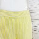 Loft  Fluid Linen Blend Striped Wide Leg Crop Pants Yellow White Small Lined Photo 6