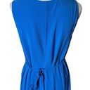 Eileen Fisher  Long Midi Dress 100% Silk Blue Tie Back Waist Split Women's Size S Photo 5