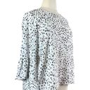 Elle Blouse Top Ruffle Bell Sleeve Pullover White Black Leopard Women’s Size XL Photo 1