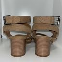 Penny Loves Kenny  Strappy Wrap Ankle Open Toe Heels Tan Microfiber Women’s 8 Photo 5